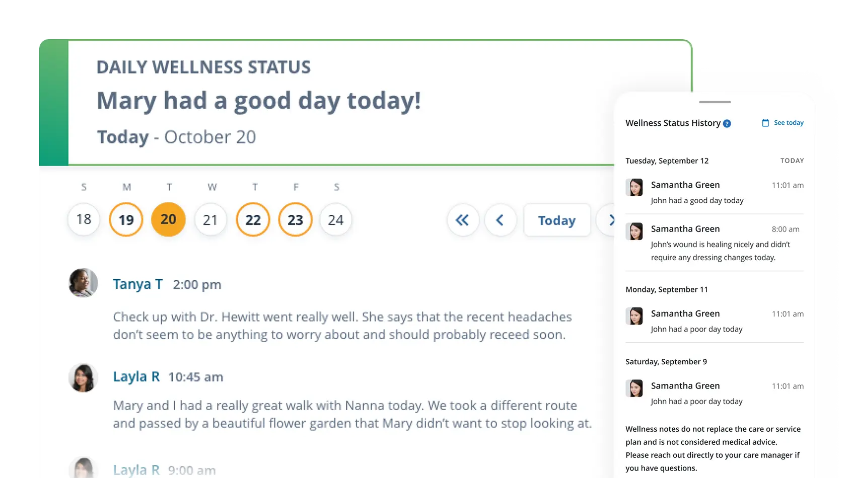 MyBayshoreCare wellness status experience