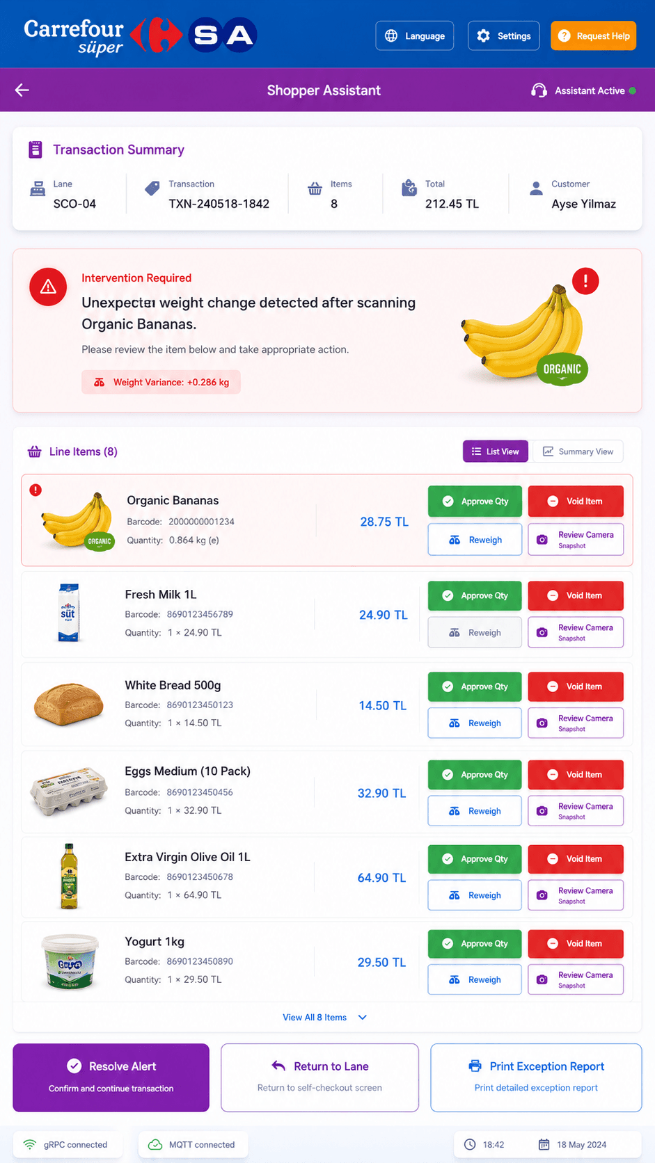 Genius SCO C4 shopper assistant transaction-management workflow